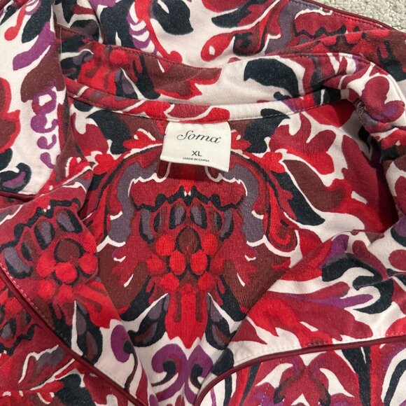 Soma Cool Nights Pajama Set with Notched Collar Top - Picture 4 of 7